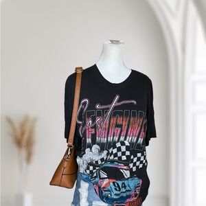 Hollister East Coast Engines Racing Graphic Tee Distressed Vintage Style Large